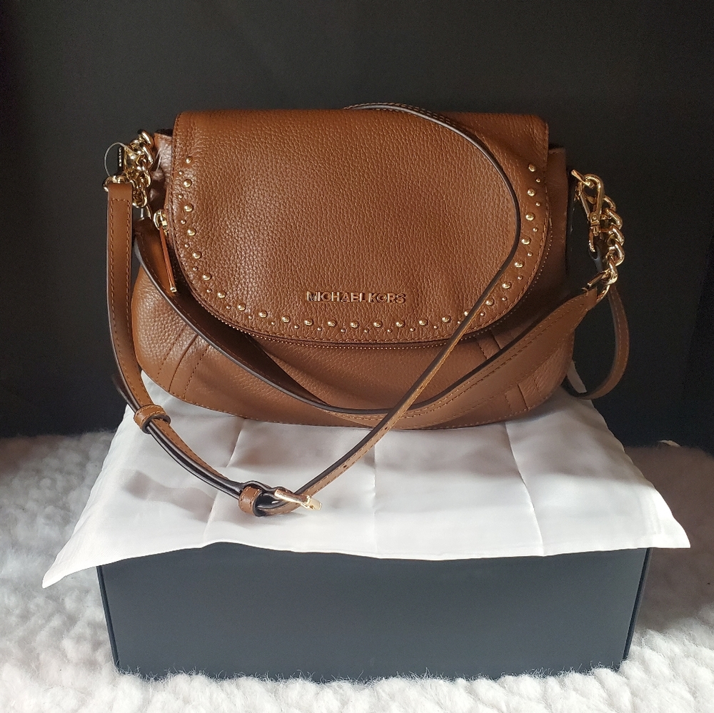 Michael Kors Aria Studded Medium Leather Shoulder Bag